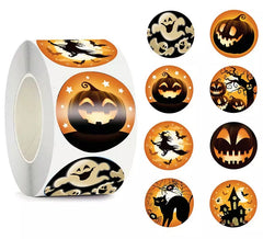 Rouleau de 200 stickers Halloween orange