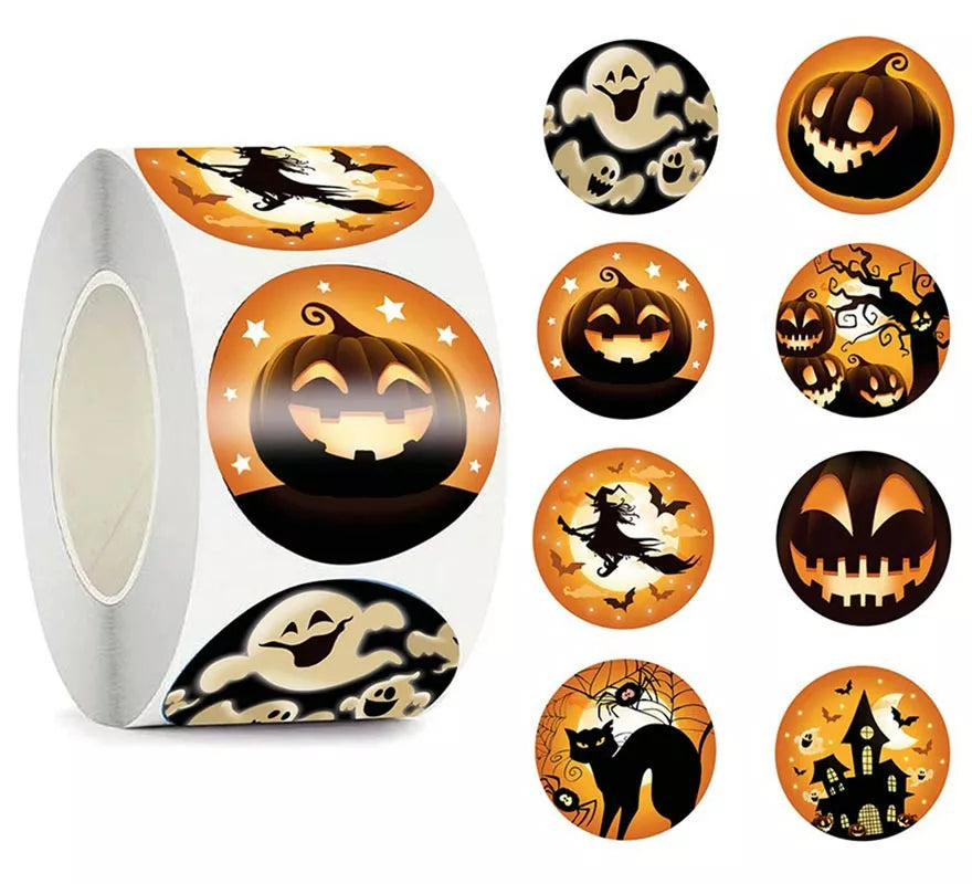 Translation missing: fr.Rollo de 200 Pegatinas Halloween anaranjadas