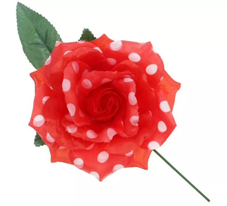 Translation missing: fr.Rosa Sevillana con Lunares Blancos y Varilla 15 cm en varios colores