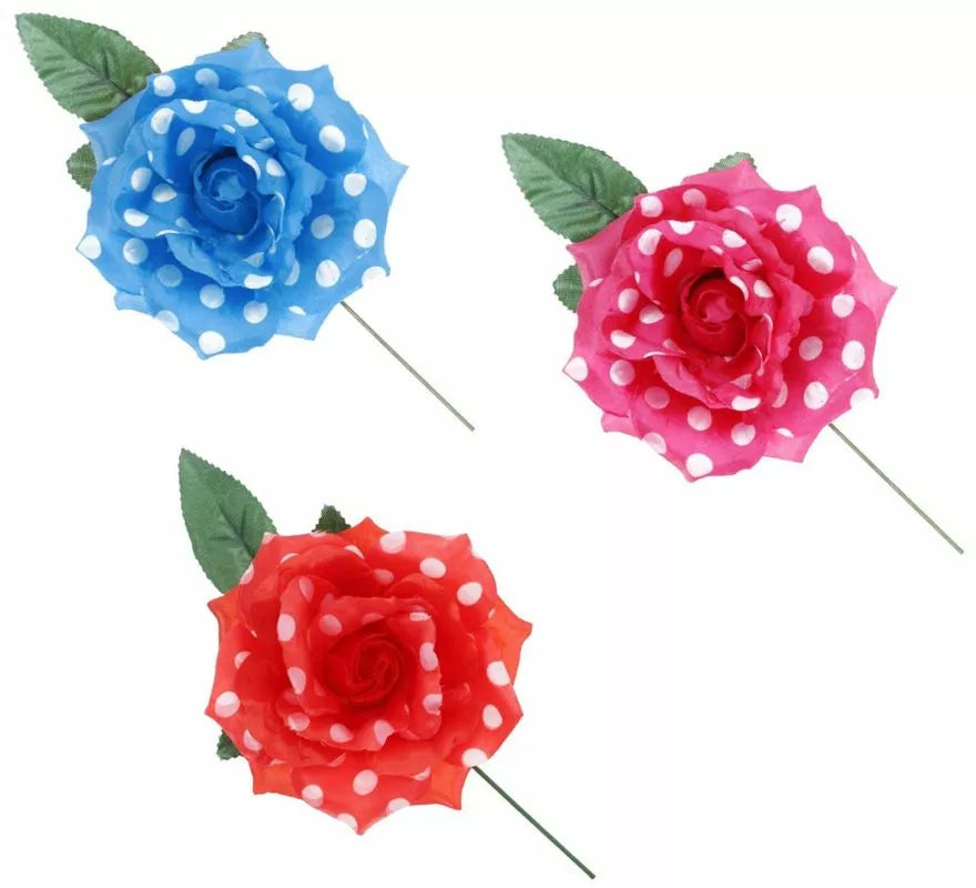 Translation missing: fr.Rosa Sevillana con Lunares Blancos y Varilla 15 cm en varios colores