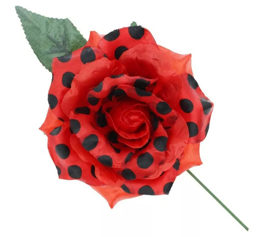 Translation missing: fr.Rosa Sevillana con Lunares Negros y Varilla 15 cm en varios colores