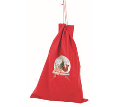Sac de Père Noël rouge avec des ornements de Santa Claus
