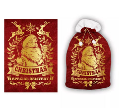 Sac Père Noël rouge et doré 60x95 cm