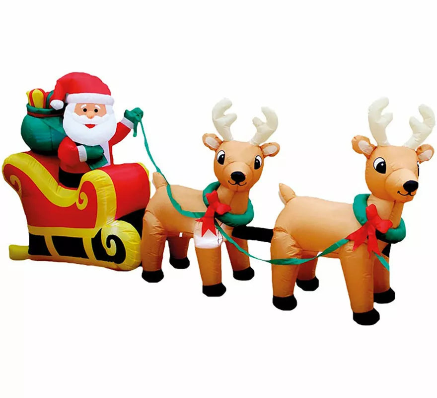 Translation missing: fr.Santa Claus con Trineo de Renos Hinchable con LED de 110 cm