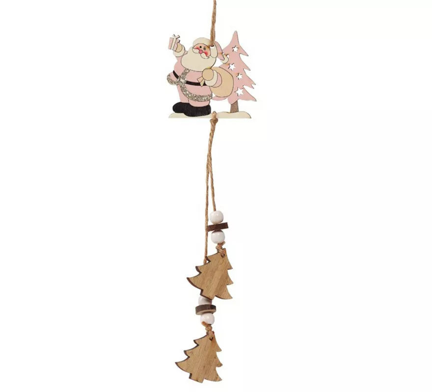 Translation missing: fr.Santa de Madera con Árboles Colgante de 27 cms