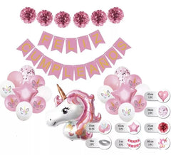 Lot de 26 ballons licorne avec guirlande « Joyeux anniversaire »
