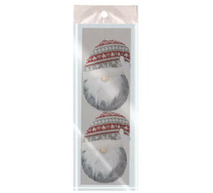 Lot de 2 Pendentifs Tête de Noel Gris de 11 cms