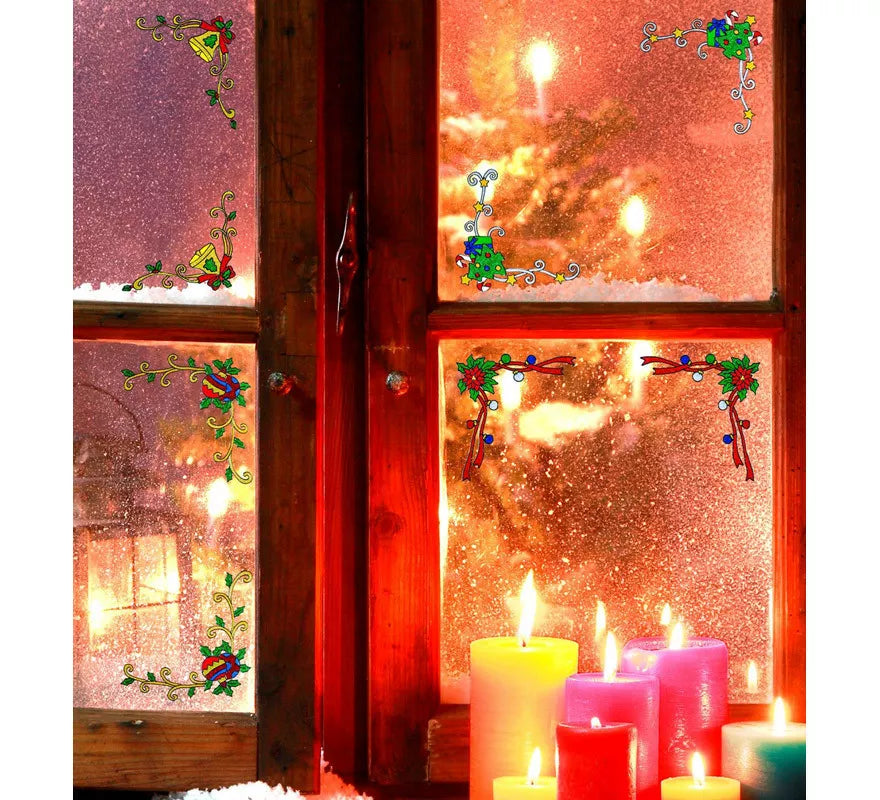 Translation missing: fr.Set de 2 Pegatinas Ventana Navidad de Esquina surtidas en 4 Modelos de 12 cm