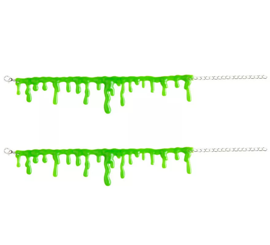 Set de 2 Pulseras de Gotas de Baba Zombie Verde