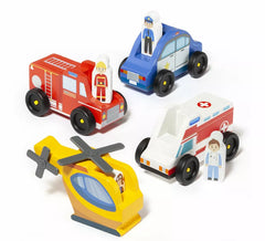 Ensemble de 4 camions en bois