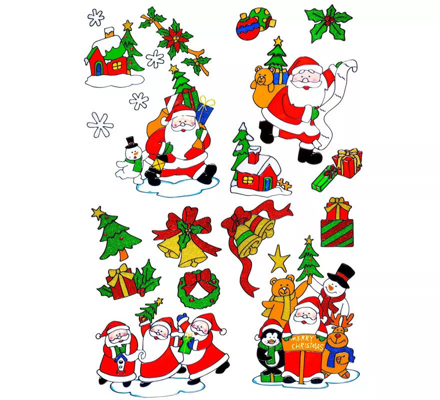 Translation missing: fr.Set de Pegatinas Ventana Navidad con Papá Noel Surtidas en 4 Modelos