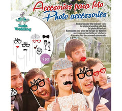 Set Photocall Mariage 12 unités avec le bâton