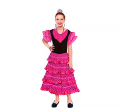Déguisement Séville classique fuchsia à pois noirs pour fille