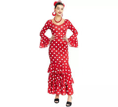 Déguisement Séville rouge à pois blancs femme