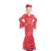 Déguisement Séville rouge à pois blancs fille