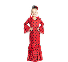 Déguisement Séville rouge à pois noirs fille
