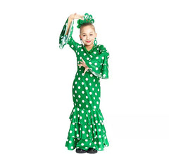 Déguisement Séville verte à pois blancs fille