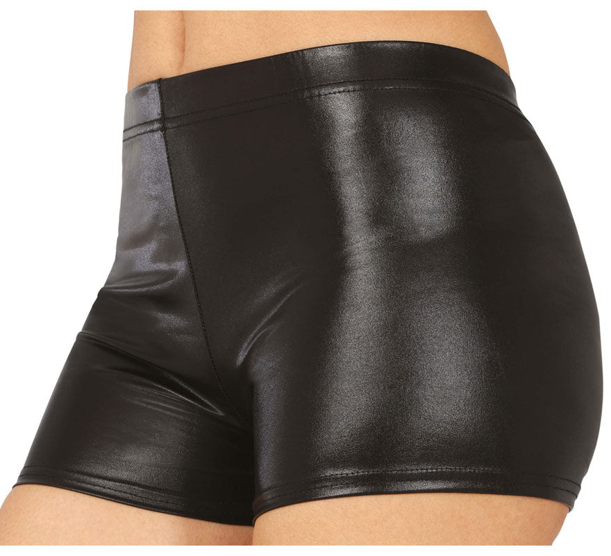 Translation missing: fr.Shorts Metálicos negros corto para mujer