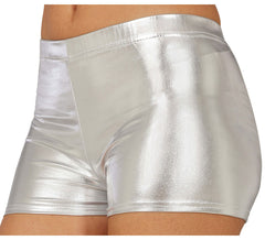 Short court métallisé argenté pour femme
