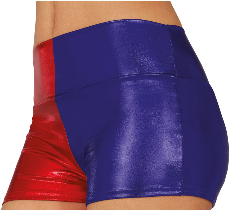 Translation missing: fr.Shorts Metálicos rojo y azul corto para mujer