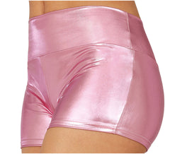 Short court métallisé rose pour femme