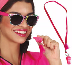 Sifflet rose avec ruban