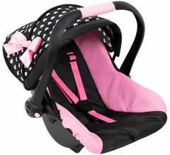 siège auto pour poupée noir et rose