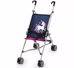 Poussette parapluie licorne bleue pour poupées