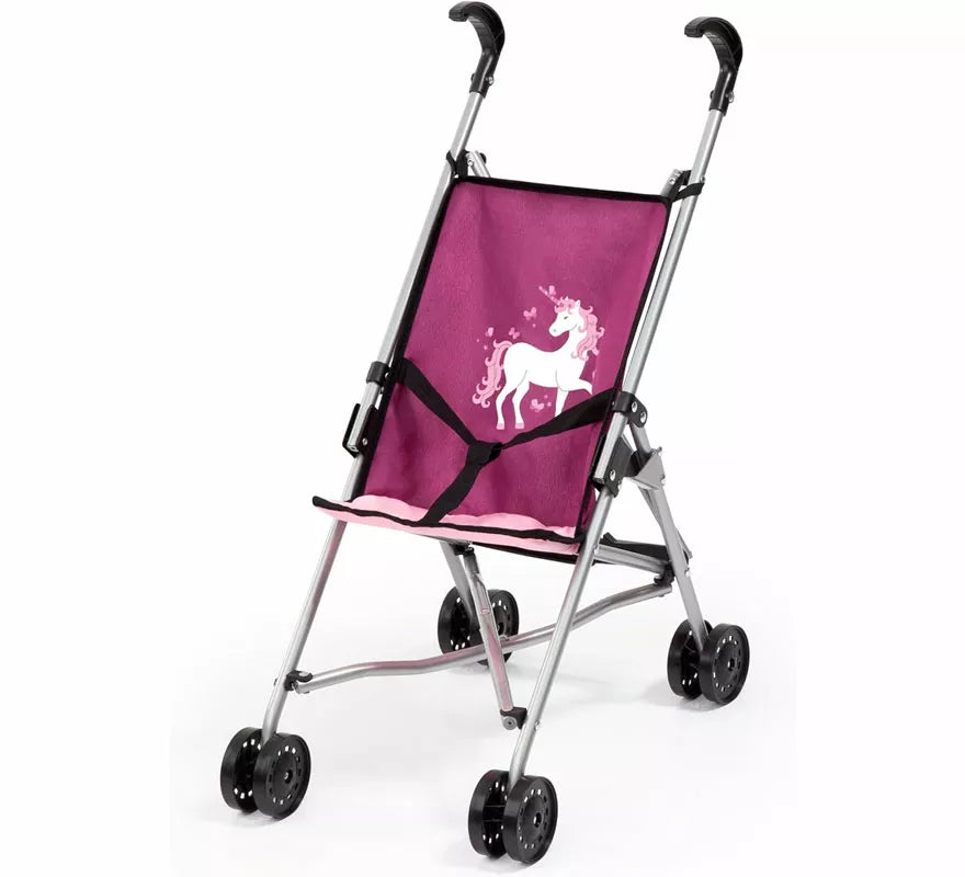 Sillita Paraguas rosa y morado de Unicornio para Muñecas