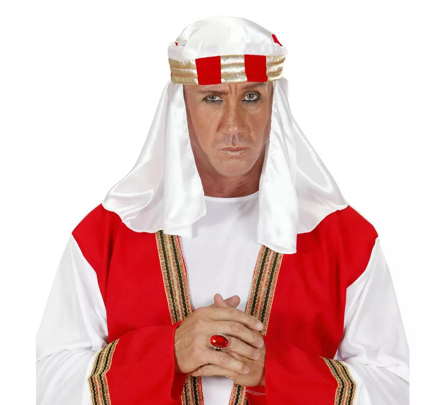 Sombrero Árabe Blanco con Cinta Dorada