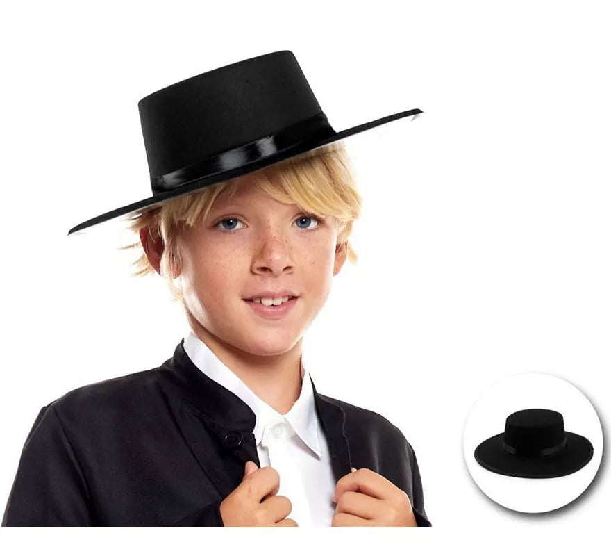 Translation missing: fr.Sombrero Cordobés de fieltro negro infantil