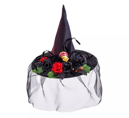 Sombrero de Bruja con Flores de 45x45x35 cm