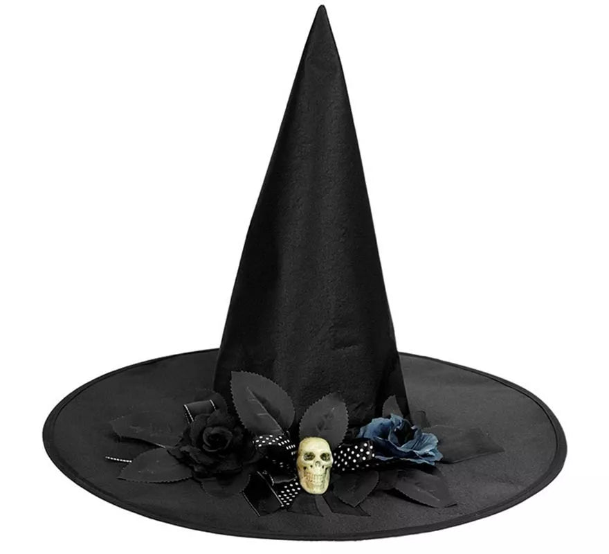 Translation missing: fr.Sombrero de Bruja con Lazo, Calavera y Flores