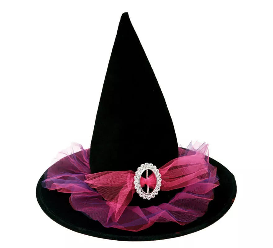 Translation missing: fr.Sombrero de Bruja con tul Rosa de 58 cm