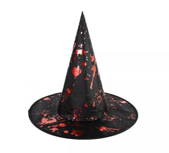 Chapeau de sorcière imprimé faux sang 38x40cm