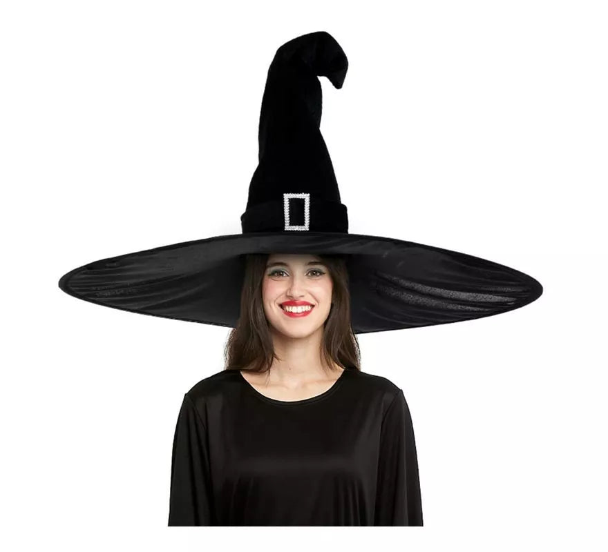 Translation missing: fr.Sombrero de Bruja Extragrande negro con hebilla adulto