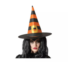 Chapeau de sorcière avec Orange et Noir eVilla de 38.5X34cm