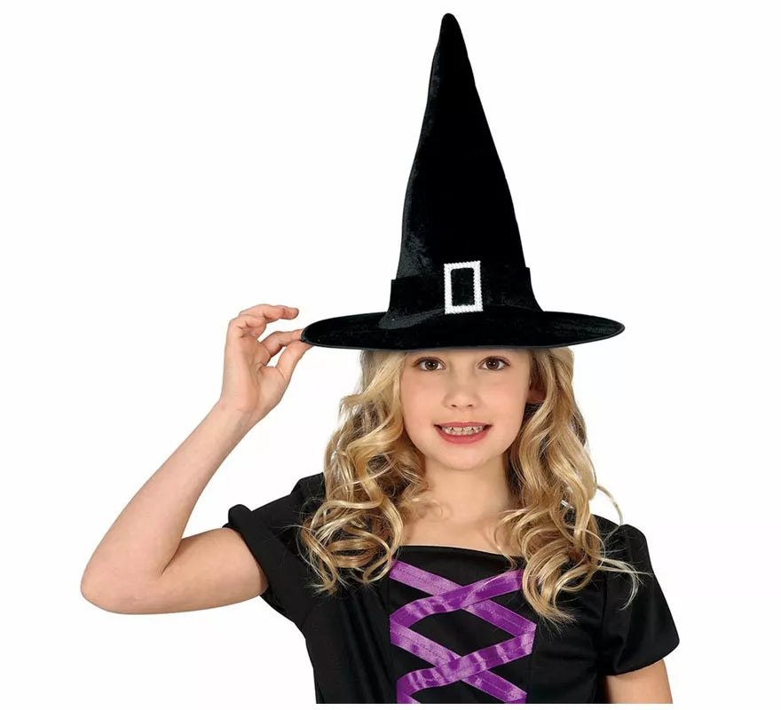 Sombrero de Bruja Negro con Evilla Infantil