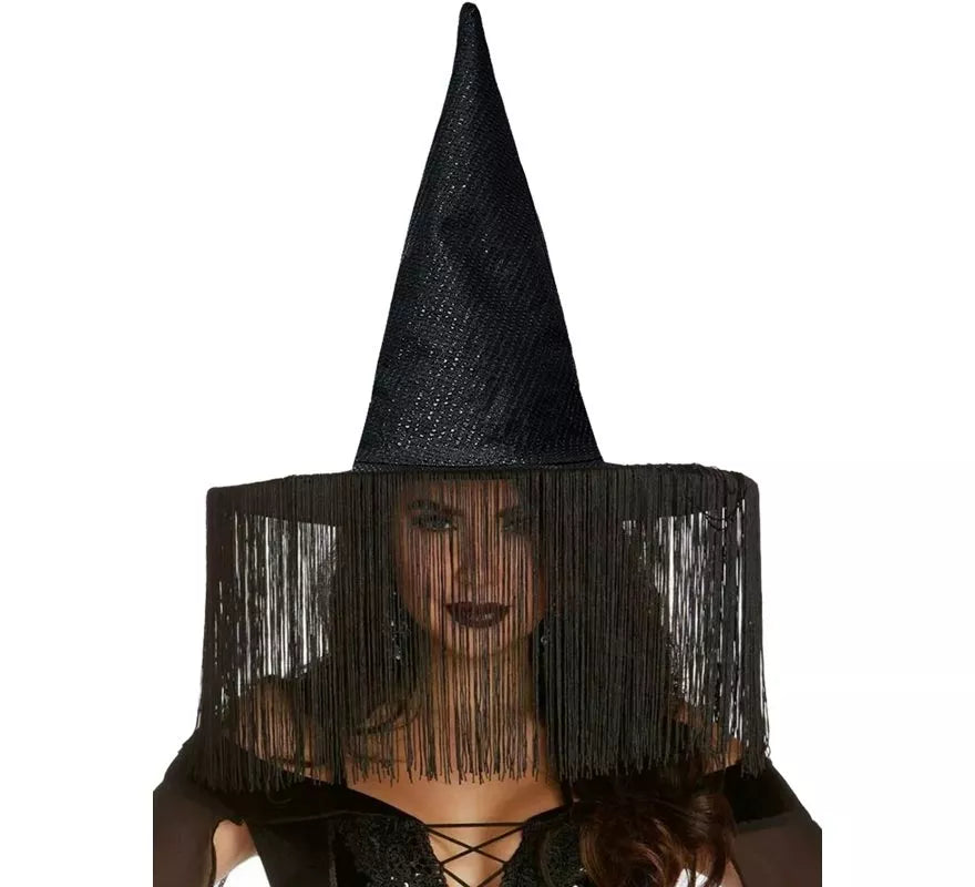 Translation missing: fr.Sombrero de Bruja negro con Flecos