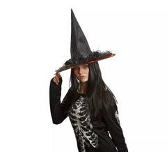 Chapeau de sorcière noir décoré 58 cm