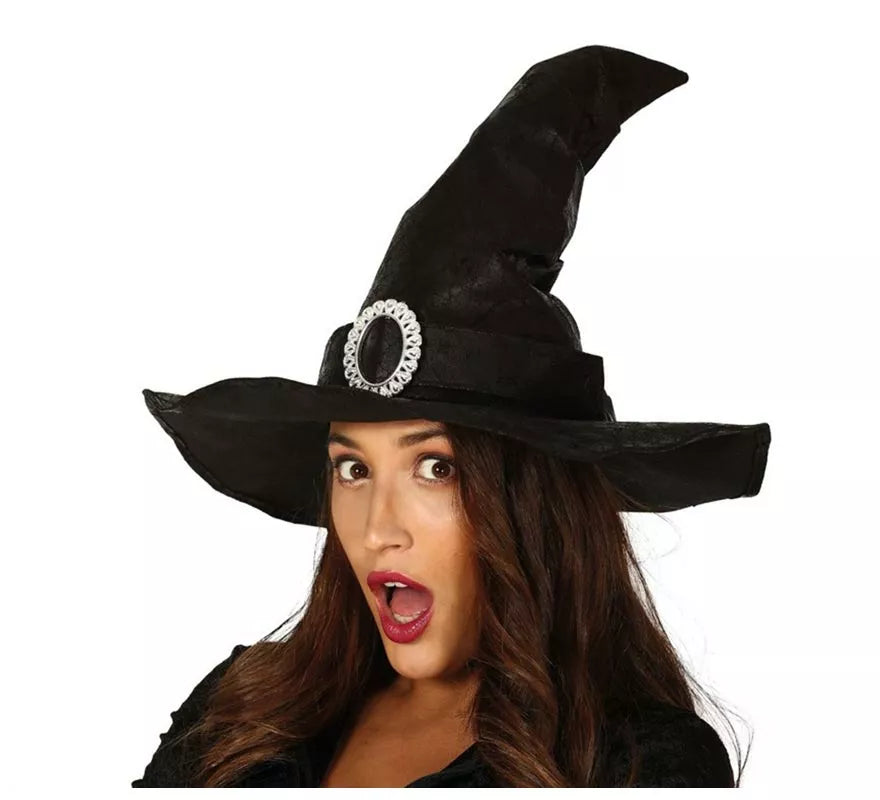 Sombrero de Bruja Negro imitación piel