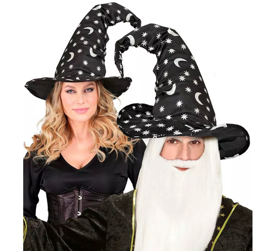 Translation missing: fr.Sombrero de Bruja o Mago con Luna y Estrellas adulto