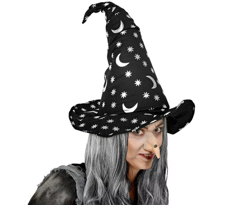 Translation missing: fr.Sombrero de Bruja o Mago con Luna y Estrellas adulto