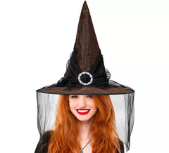 Boucle de chapeau de sorcière dorée avec tulle