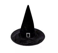 Chapeau de sorcière en velours noir avec evilla