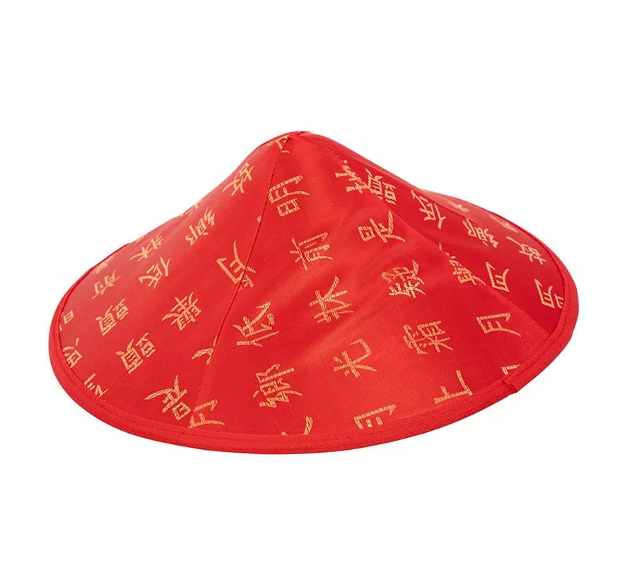 Translation missing: fr.Sombrero de Chino rojo estampado adulto de 32 cm
