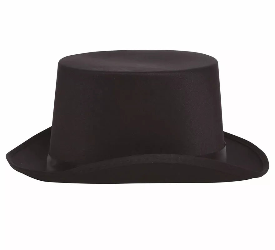 Translation missing: fr.Sombrero de copa o Chistera de satín de alta calidad negra de 58 cm