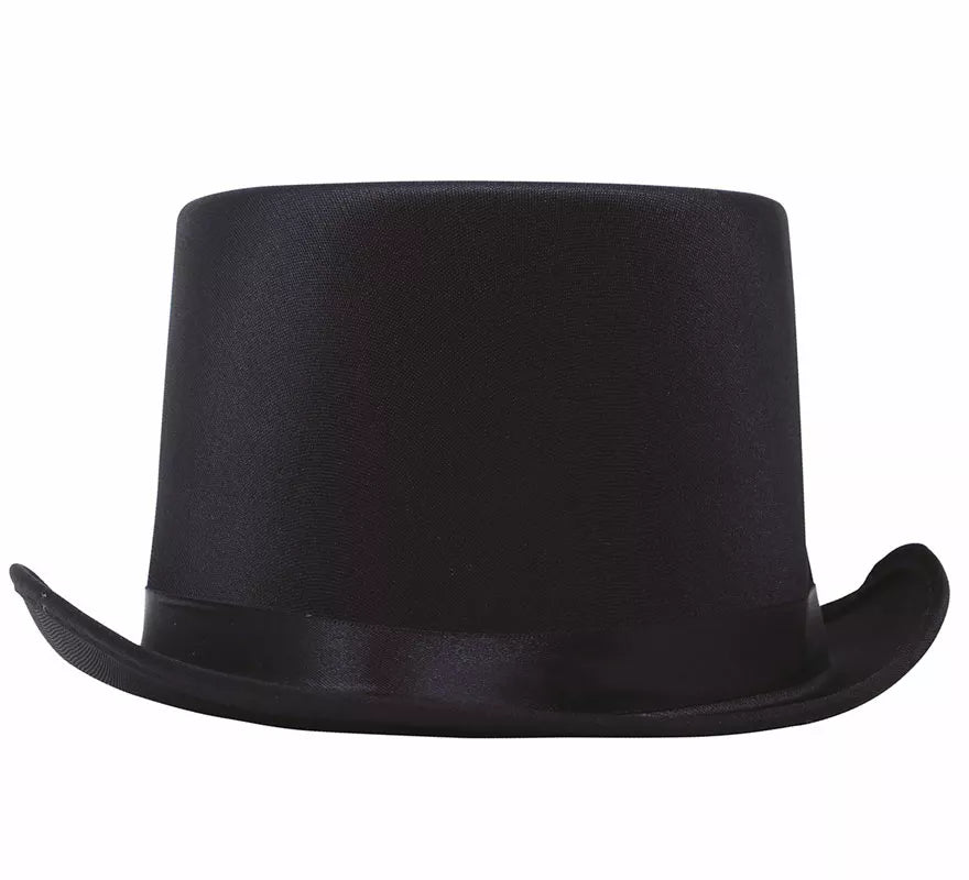 Translation missing: fr.Sombrero de copa o Chistera de satín de alta calidad negra de 58 cm