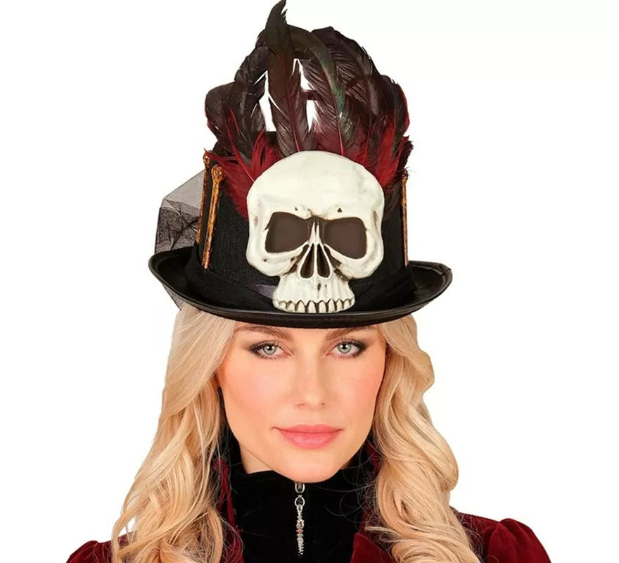 Sombrero de Copa Vudú Calavera y Huesos