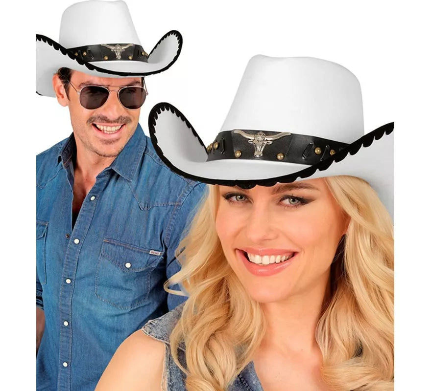 Translation missing: fr.Sombrero de Cowboy con Toro de Fieltro blanco